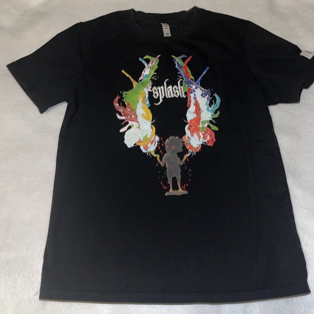 Fifth Loop Splash Shirt Men's Medium Orange Texture Logo Cotton Spandex